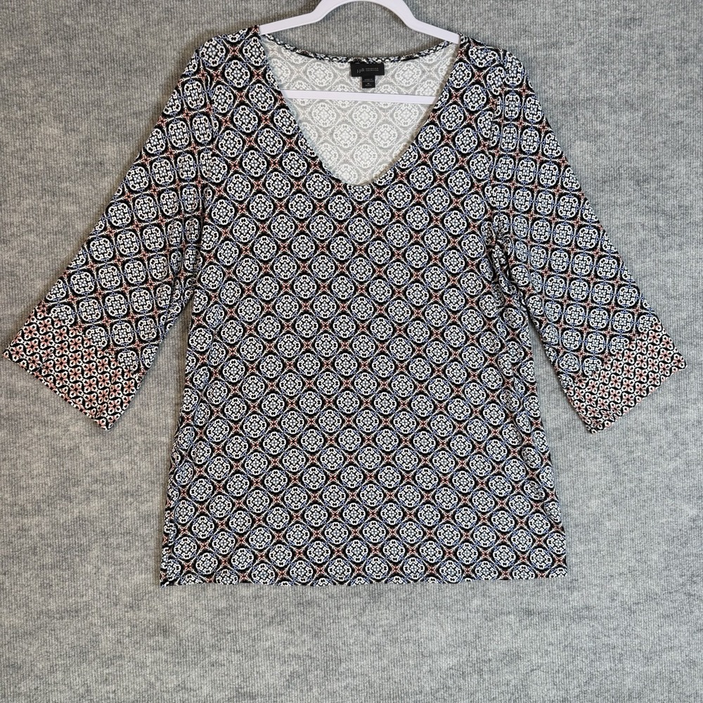 J. Jill Wearever Collection Size-M/P Top Shirt Moroccan Style 3/4 Sleeve